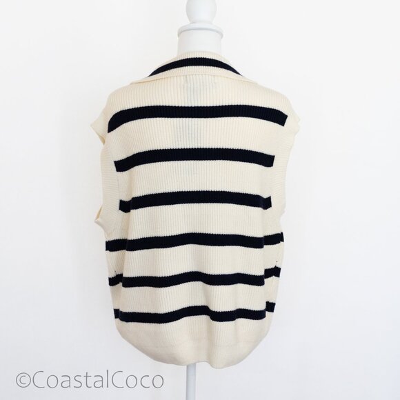 Oliver.O Anthropologie Striped Zipper Sweater Vest XL Top Coastal Nautical Golf - Picture 4 of 12